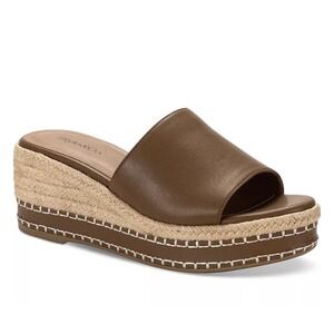 Style & Co. Brown Espadrille Wedge Slide Sandals